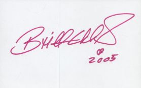Britt Ekland signed 6x4inch white card. Good condition. All autographs are genuine hand signed and