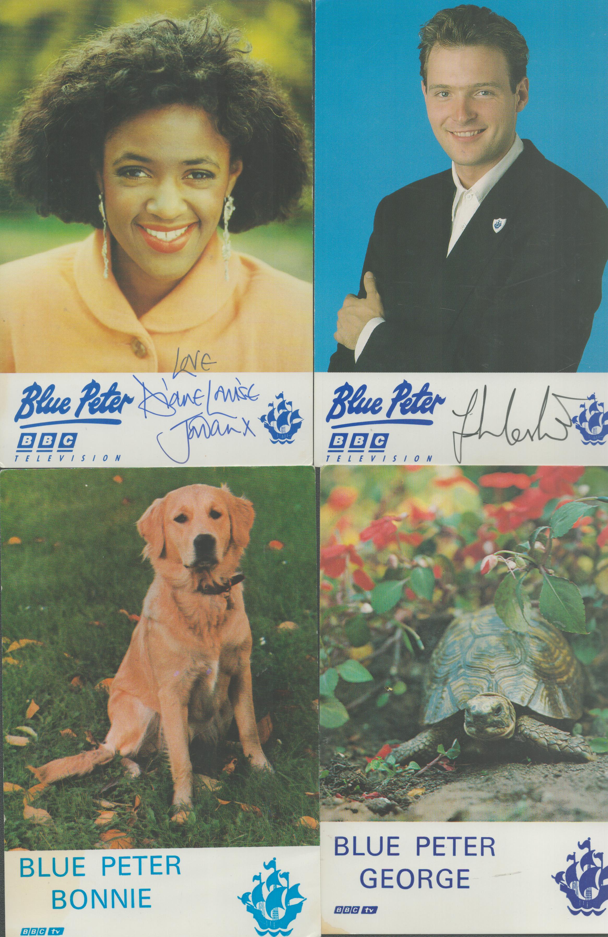 Blue Peter collection of 4 6x4promo photos 2 signed and 2 unsigned. Diane-Louise Jordan and John