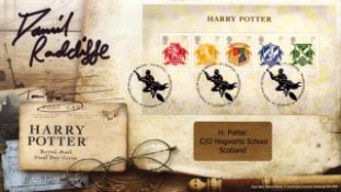 Harry Potter, a Royal Mail FDC signed by Daniel Radcliffe in the title role and Tom Felton, who