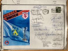 1987, 16 Dundee United footballer players signed UEFA Cup match cover v Gotenborg. Includes Malpass,