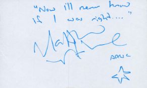 Matthew Waterhouse signed 5x3inch white page with inscription. Good condition. All autographs are