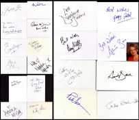 Entertainment collection of 20 signed white cards. Signatures such as Jan Leeming, Natasha