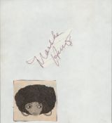 Marsha Hunt irregular cut signature piece, stuck to album page. Good condition. All autographs are
