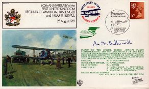 M F Butterworth signed first flight cover. Good condition. All autographs are genuine hand signed