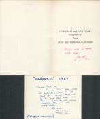 Alec Guinness signed ALS white card titled Cromwell 1969 and Christmas card taken from the
