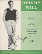 PAT BOONE American Singer signed vintage 'Johnny Will' Sheet Music. Good condition. All autographs