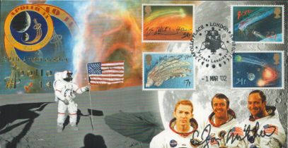 NASA Astronaut Apollo 14 moonwalker Dr Edgar Mitchell signed Space 2002 postmarked cover.