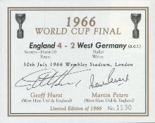 England VS West Germany (4-2) 30th July 1966 World Cup Final limited edition signed card signed by