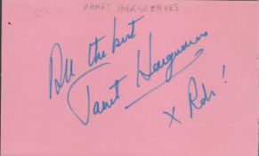 Janet Hargreaves signed album page. Terry Hall on reverse. Good condition. All autographs are