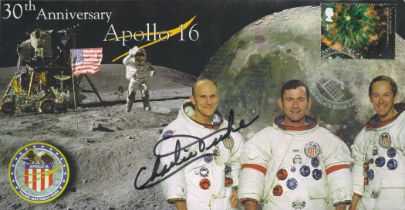 Apollo 16 Charlie Duke Moonwalker signed 2002 30th Ann Space cover NASA Astronaut. Superb