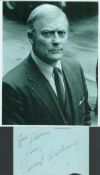 Edward Woodward signed album page dedicated and 10x8 inch black and white photo. Good condition. All
