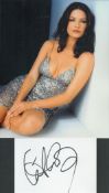 Catherine Zeta Jones signed white card and 10x8 inch colour photo. Good condition. All autographs