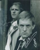 Peter Davison and Peter Strickson signed 10x8 inch black and white photo. Good condition. All