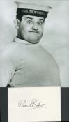 Ronnie Barker signed 6x4 white card and 10x8 inch vintage black and white photo. Good condition. All