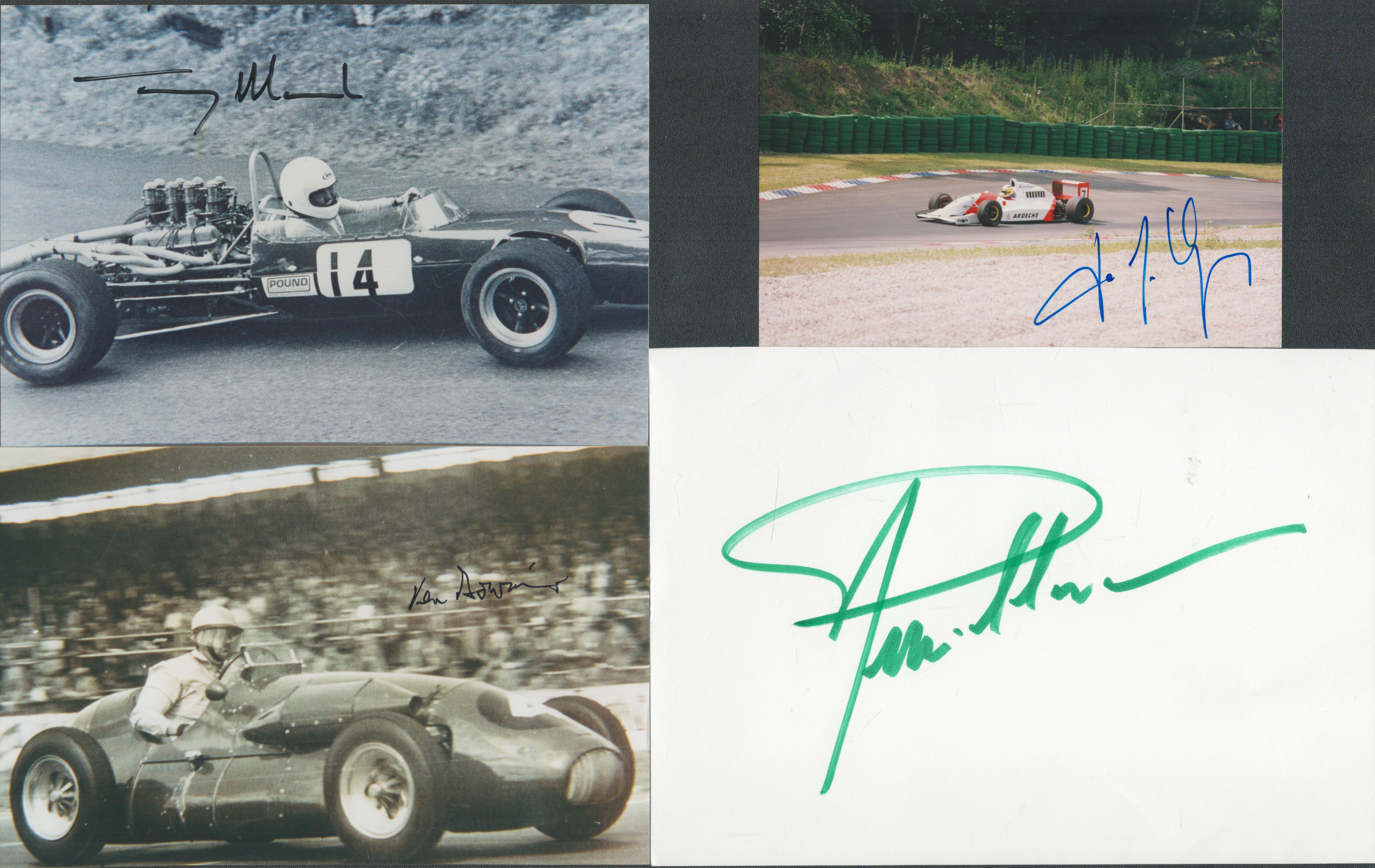 Motor Racing collection 10 assorted signed promo photo, vintage photos and album page includes