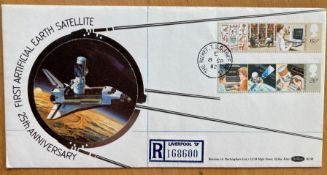 Patrick Moore signed to back of 1982 Info Technology Benham official FDC BLS6 with rare Rocket CDS