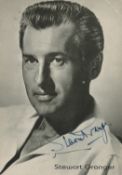 Stewart Granger signed 6x4 inch black and white postcard promo photo. Good condition. All autographs