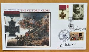 Victoria Cross winners Eric Wilson VC and Johnson Beharry VC signed Internet stamps 150th Ann VC