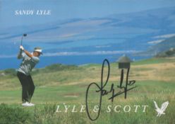 Golf Sandy Lyle signed 8x6 inch colour promo photo. Good condition. All autographs are genuine
