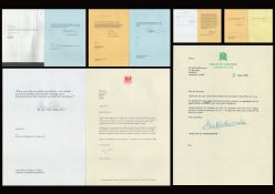 Political collection 10 items include A4 sheets typed signed quotations and House of Commons TLS