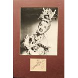 Carmen Miranda Singer Signed Vintage Album Page With 10x16 Mounted Photo Display. Good condition.