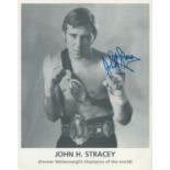Boxing John H Stracey signed 10x8 inch vintage black and white promo photo. Good condition. All