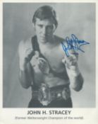 Boxing John H Stracey signed 10x8 inch vintage black and white promo photo. Good condition. All