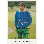 Golf Nick Faldo signed 8x6 inch colour promo photo. Good condition. All autographs are genuine