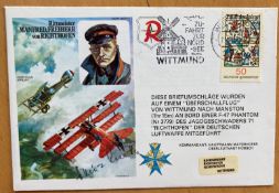 WW2 Luftwaffe ace Heinz Knoke KC signed Baron von Richthofen Historic aviator's cover. Good