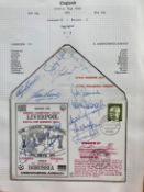 Liverpool FC football team signed 1973 cover for UEFA Cup final v Borussia. Signed by Bill