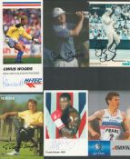 Sport Collection 6 signed 6x4 colour promo photos include Boris Becker, Steve Cram, Frank Bruno,