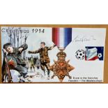 Man Utd legend footballer Bobby Charlton signed 2002 Truce in the Trenches 1914 cover. Good