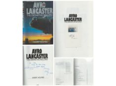 Colin Cole signature piece attached inside Avro Lancaster the definitive record hardback book.