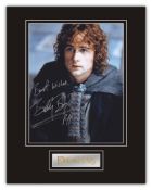 SALE! Lord of the Rings Billy Boyd hand signed professionally mounted display. This beautiful