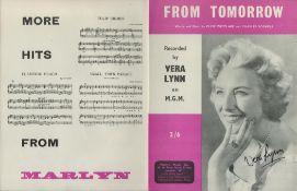 Vera Lynn English Singer and Entertainer Signed Vintage Sheet Music 'From Tomorrow'. Good condition.
