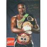 Boxing Evander Holyfield signed 10x8 inch Coca Cola colour promo photo. Good condition. All