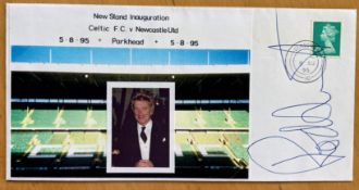 Music Rod Stewart signed 1995 Celtic V Newcastle football cover. Good condition. All autographs
