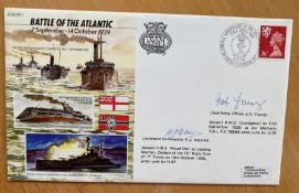WW2 Battle of the Atlantic 50th Ann cover signed by Lt Cdr H Instance HMS Royal Oak and CPO J Youngs