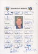 Cricket Collection Australia Tour of England 2001 multi signed A4 team sheet some legends of the