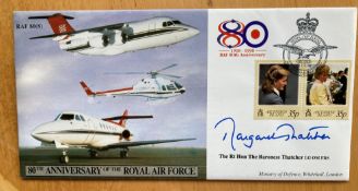 Margaret Thatcher former Prime Minister signed 80th Ann RAF cover, scarce only 200 were issued. Nice