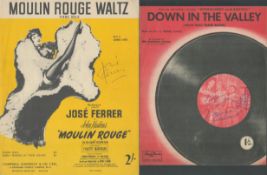 Music Score Sheet collection 4 signed items include Jose Ferrer signed Moulin Rouge Waltz, Harry