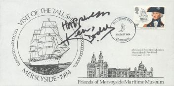 Ken Dodd signed Visit of The Tall Ships Merseyside 1984 1 stamp and 1 postmark 2nd Aug 1984. Good