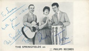 The Springfields multi signed 6x4 promo card. Good condition. All autographs are genuine hand signed