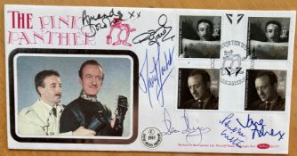 1985 Films rare multiple signed Benham Official Pink Panther FDCBLCS7. Cat £50 unsigned. This has