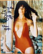 James Bond Caroline Munro sexy red swimsuit signed 10 x 8 colour photo. Good condition. All