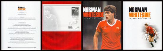 Football. Norman Whiteside Signed inside his Book on a Bookplate Titled My Memories Of Man Utd. 1 of