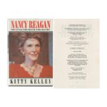 Nancy Reagan the unauthorized biography by Kitty Kelly hardback book. First edition 1991. Good