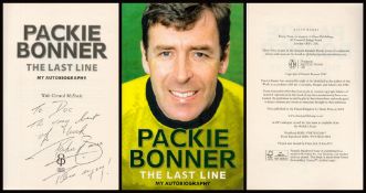 Football. Packie Bonner Signed inside 1st Edition Paperback Book Titled The Last Line-