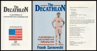 Athletics. Frank Zarnowski Signed inside 1st Edition Hardback Book Titled The Decathlon- A Colourful