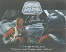 C Andrew Nelson Signed Star X Wing Wars 10x8 Inch Colour Photo. Good condition. All autographs are